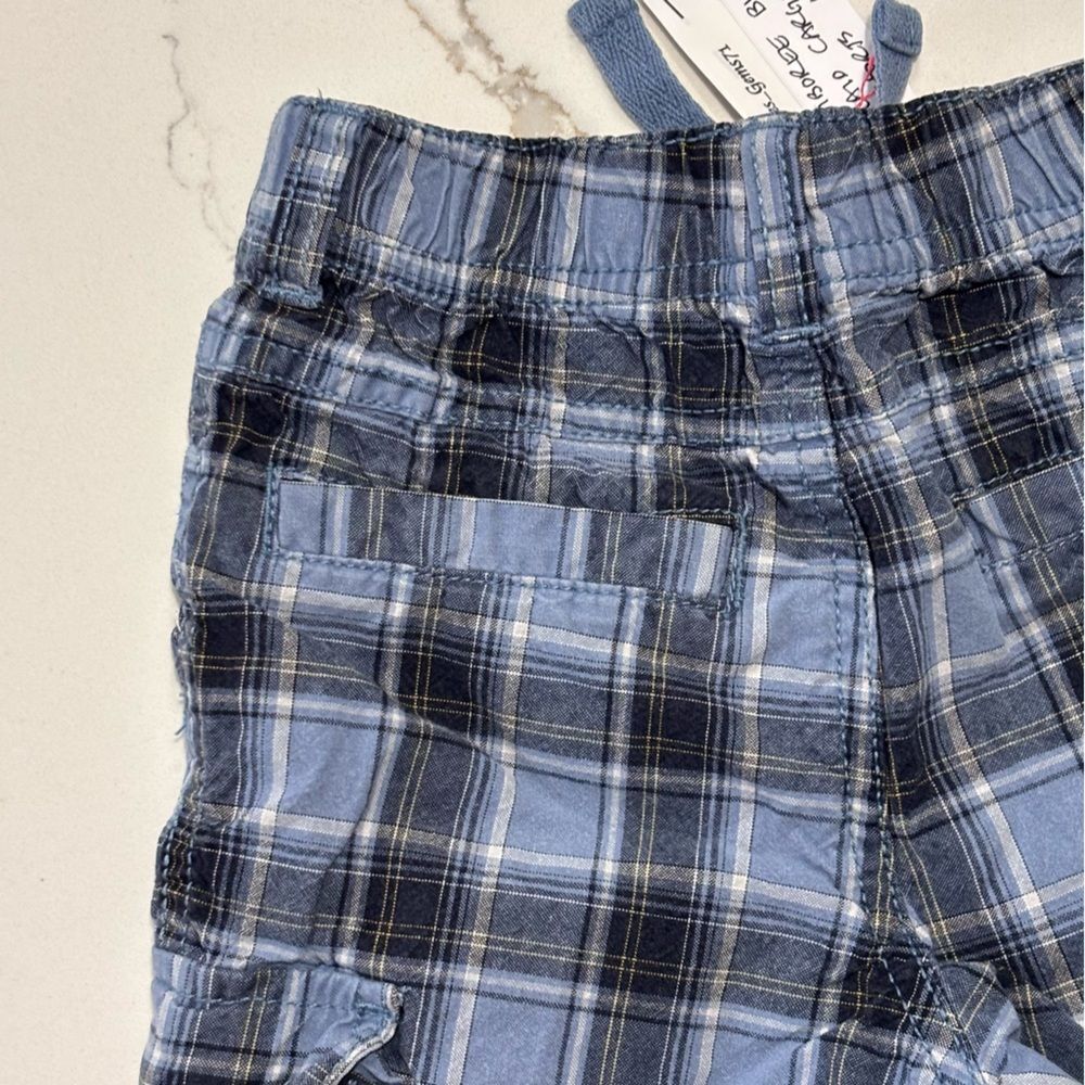 Gymboree | Infant Baby Boys Cargo Blue Navy White Plaid Casual Shorts 18-24M - Picture 10 of 16